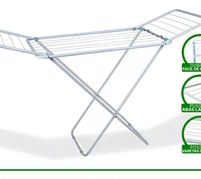 Varal De Chão Com Abas Dobrável Reforçado Retrátil Grande Cor Branco