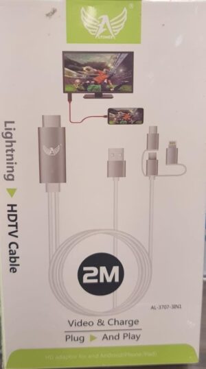 Cabo Hdmi 3 x 1 Iphone Tipo C e V8 (AL-3707-3IN1) - Imagem 2