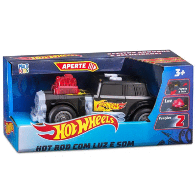 Hot Wheels Carros Hot Rod Preto com Luz e Som Multikids BR1823