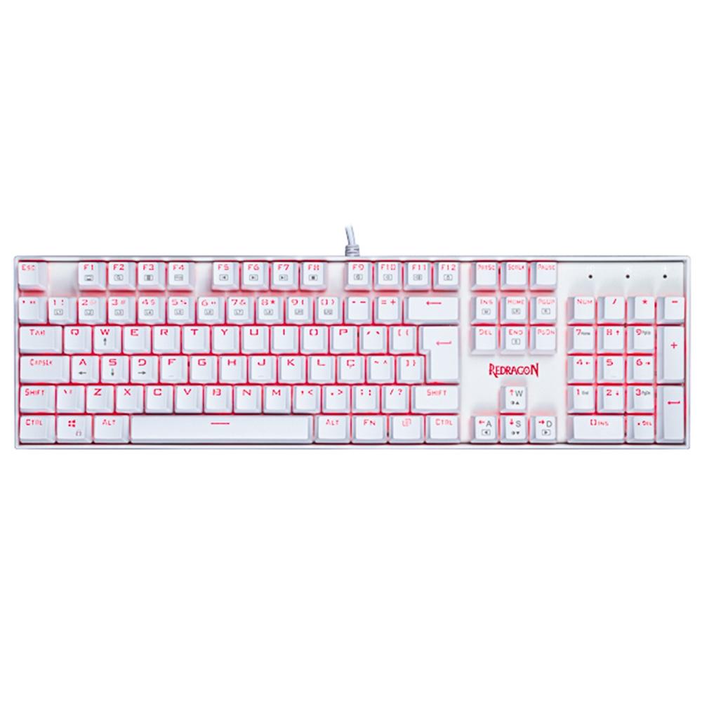 12477e20452418c4f4c5a1691cbb8d11.jpg Teclado Mecânico Gamer Redragon Mitra K551W, LED, Switch Redragon MK2 Red, ABNT2, Branco - K551W (RED) - Imagem 1