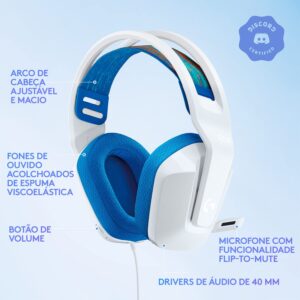 Logitech G Headset Gamer G335 com Almofadas com Espuma de Memória, Design Leve e Conexão 3,5mm para PC, PlayStation, Xbo - Imagem 4