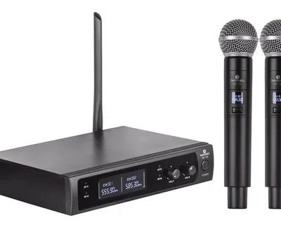 Microfone Sem Fio De Mão Duplo Uhf Hsf-102 Harmonics