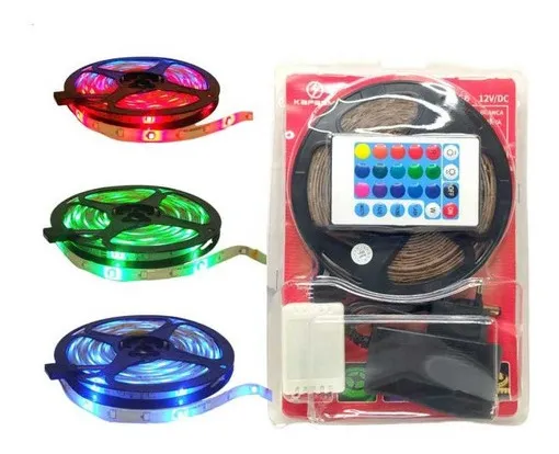 3a41419bb55ad1677de07cb3209bb6b1.png Fita Led Rgb 5050 Rolo 5metro Prova Dágua + Fonte+ Controle - Imagem 1