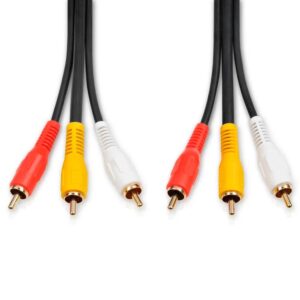 Cabo coaxial de áudio e vídeo RCA 3x3 Macho Para Tv, Vídeo Cassete, DVD, Home Theather, Blu-ray, aparelhos de TV a cabo - Imagem 2