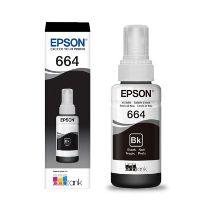 Garrafa para Ecotank Preto, T664120AL, Epson L365 L375 L565 L575 L1300 L120 L380 L395 L396