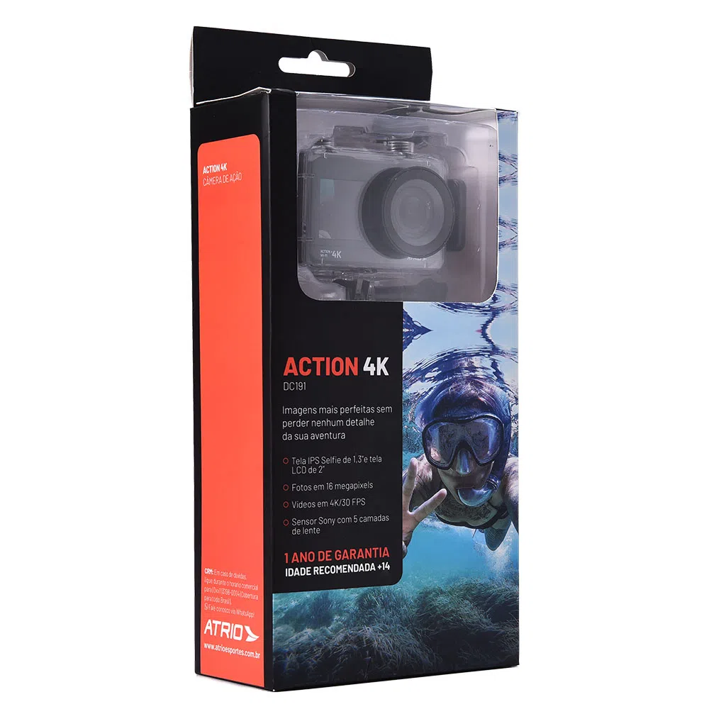 6aaefb1f6369a72eb6d3bd81350d0ad5.png Câmera De Ação Action+Selfie 4k Wi-fi - Tela Lcd 2pol - 16mp 30 Fps 900 Mah - Atrio - Imagem 1