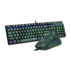 Kit Teclado e Mouse Gamer Redragon S108 Dark Green - Teclado Mecânico, Rainbow, Switch Outemu Blue, ABNT2 + Mouse RGB Ca - Imagem 2