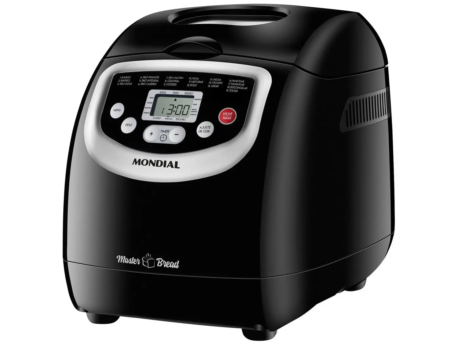 6f74964b9979c343f59b168bf37854ad-1.webp Panificadora Mondial NPF-53 Preta 19 Funções - 700W 220V - Imagem 1
