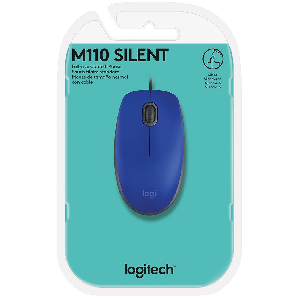 7485b13d385aff5d16dffdb2130e220b.jpg Mouse com fio USB Logitech M110 com Clique Silencioso, Design Ambidestro e Facilidade Plug and Play, Azul - Imagem 1