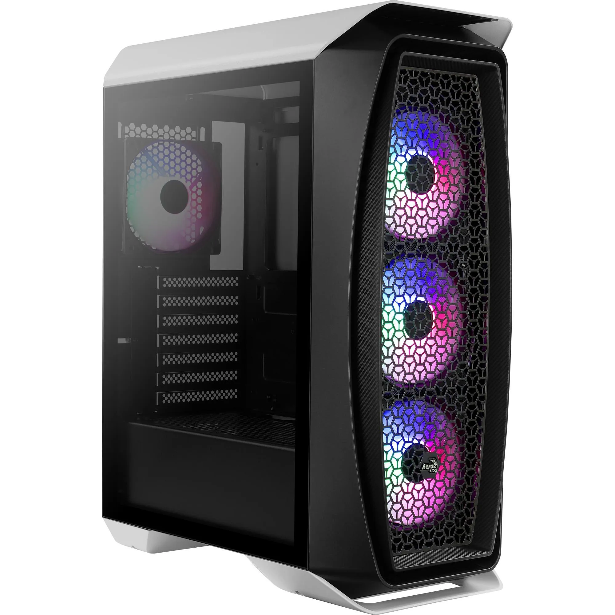 7ec8896002f3ef0b9bee087c0cdaf1df.png Gabinete Gamer Mid Tower RGB Aero One Frost Branco AEROCOOL - Imagem 1
