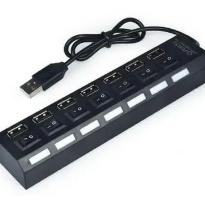 HUB USB 2.0 com 7 Portas USB 2.0, Preto