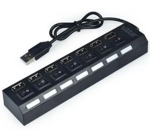 851a257a7eb993d6663f5273e2b38141.webp HUB USB 2.0 com 7 Portas USB 2.0, Preto - Imagem 1