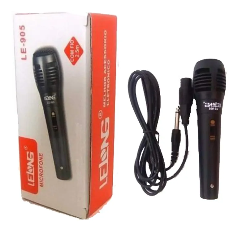 8b910e82946a3f83af41ef097a3784f5.png Microfone Profissional Le-905 Cabo P10 De Mão Com Fio 2,5 M - Lelong - Imagem 1