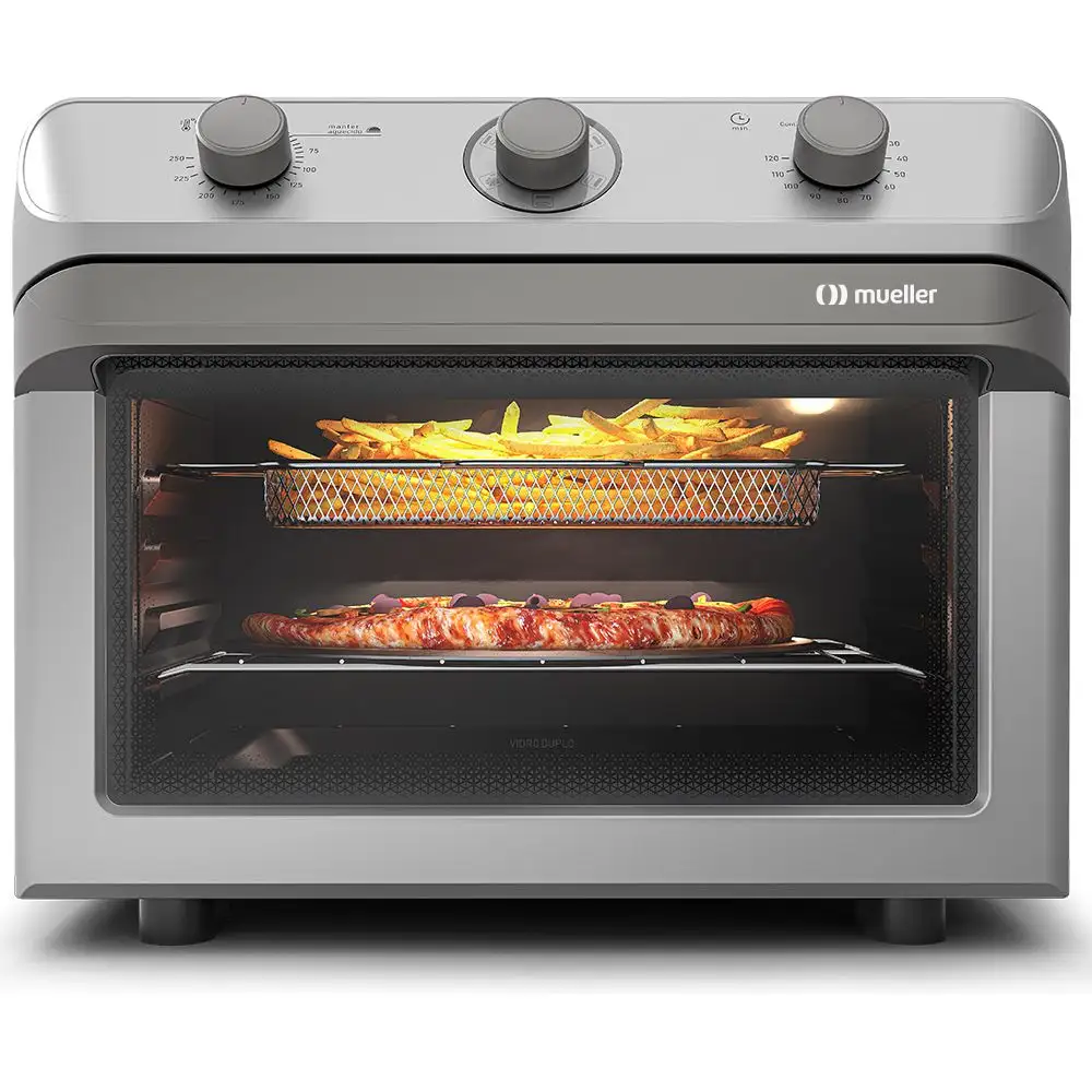 93af80425927bd69d6c2c12fc93f596a-1.webp Fritadeira elétrica sem óleo Fryer Air Forno Mueller 35 Litros prata MFB35G 220V - Imagem 1