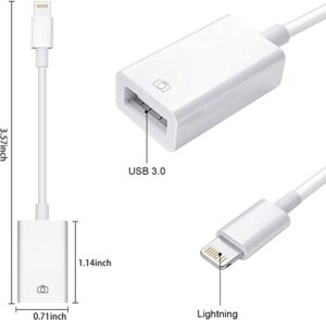Adaptador de câmera Lightning para USB, adaptador de cabo Lightning fêmea USB OTG para iPhone selecionado, modelos iPad, - Imagem 3