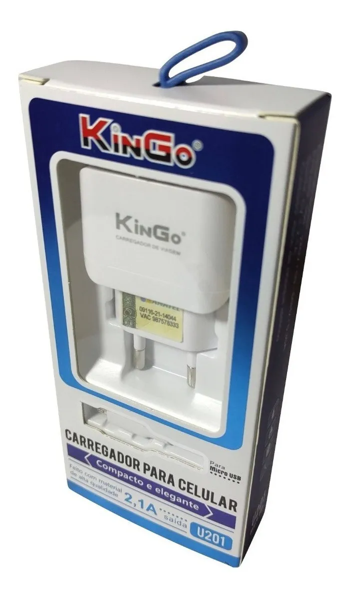 a5bc748807ef8b27f8c33c43cb892158.png Carregador Kingo V8 2,1A U201 Original(fonte + cabo de dados) - Imagem 1