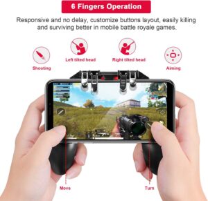 Controlador de jogos móvel com gatilhos L1R1 L2R2, controle móvel PUBG com operação de 6 dedos, controle remoto de joyst - Imagem 5