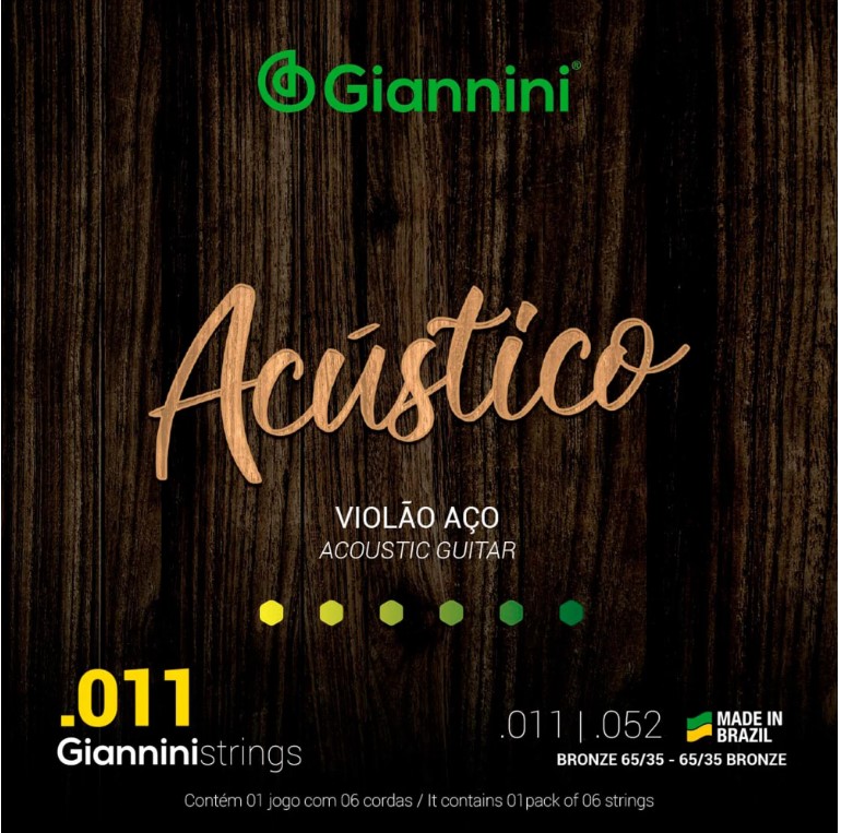 c4854701041140be4e2de1faa622de0a.jpg Encordoamento Giannini Para Violão Aço .011 GESPW Bronze Série Acústico - Imagem 1