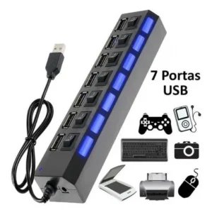 HUB USB 2.0 com 7 Portas USB 2.0, Preto - Imagem 6