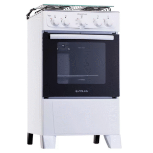 Fogão a Gás de Piso 4 Bocas Atlas Mônaco Plus, Mesa de Inox, Branco