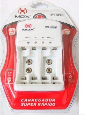 Carregador De Pilhas Baterias Bi-volt Auto Stop Mox Mo-cp50