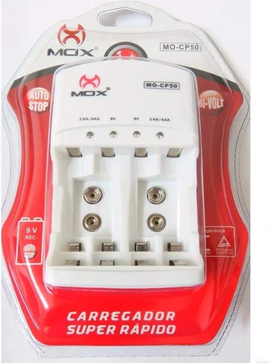 dff03fb0587c72da4d2fc9ef4e878d3f.jpg Carregador De Pilhas Baterias Bi-volt Auto Stop Mox Mo-cp50 - Imagem 1