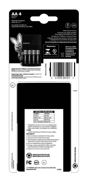 Carregador De Pilhas Recarregáveis Duracell Aa/aaa Com 4 Aa - Imagem 3