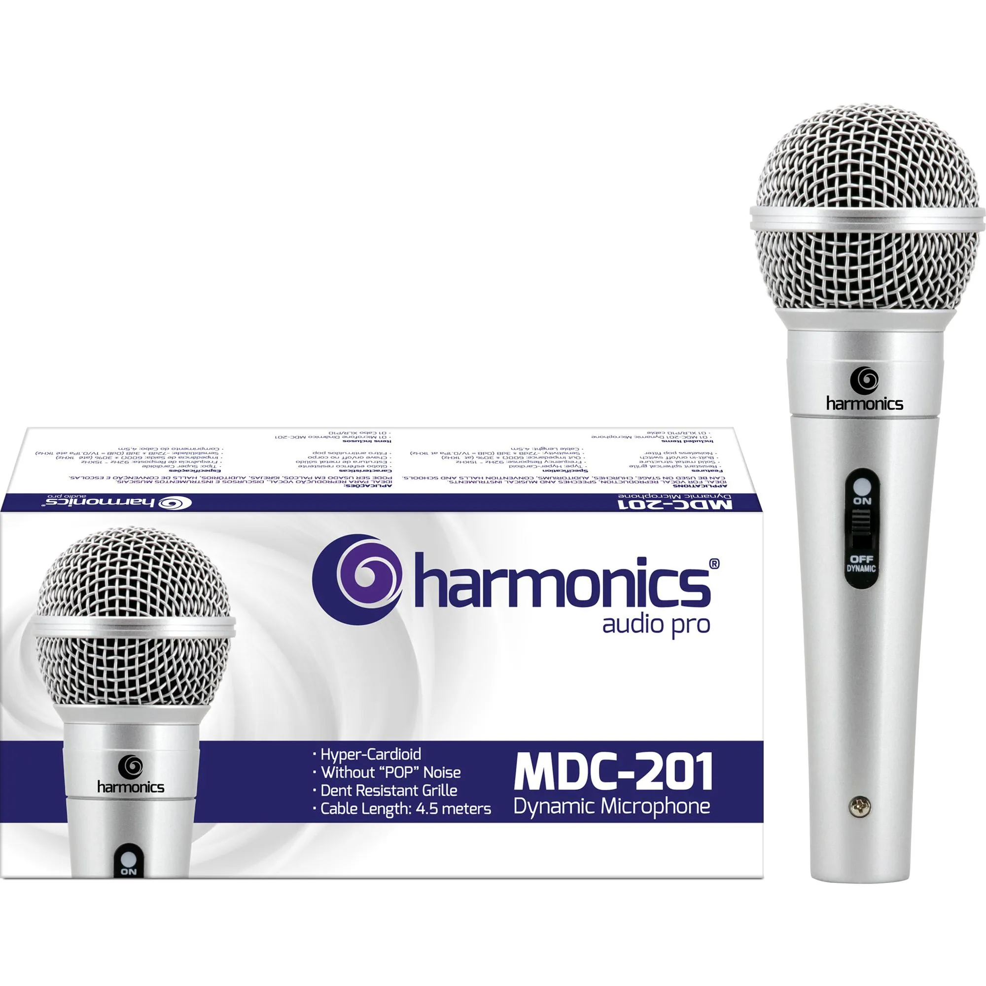 e2fa81ecfd92f4ed7e9a38e206e7263c.png Microfone Dinâmico Supercardióide Harmonics MDC201 Cabo 4,5m Prata - Imagem 1