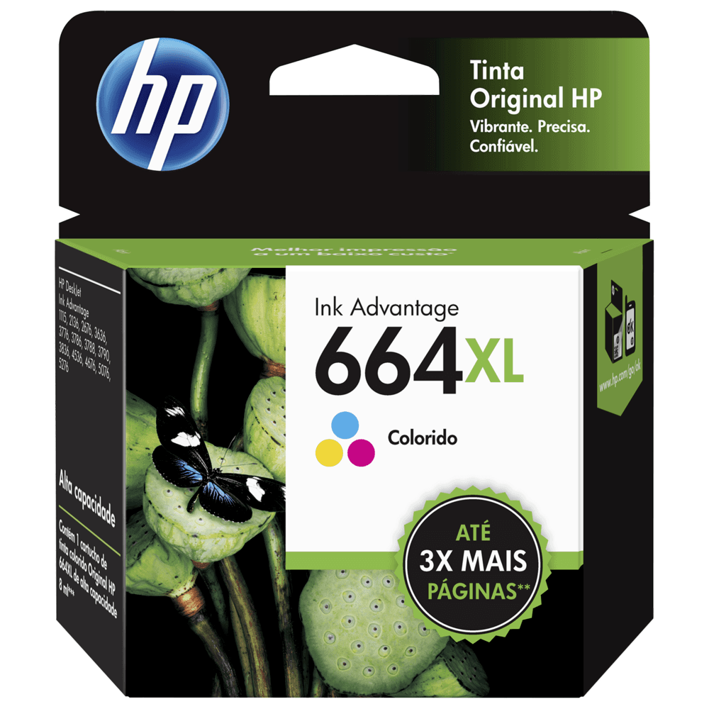 e3dc0f18f06915daa65a1c1a58adf411.png Cartucho de Tinta HP Colorido 664 XL, Original - F6V30AB - Imagem 1