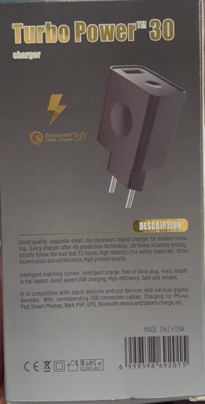 Carregador Turbo Power 30w V8 Micro USB - Imagem 3