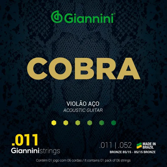 f2f04f4c862f5d5c7fc19fe2984d4663.png Encordoamento para Violão GIANNINI em Aço .011 GEEFLK Série Cobra - Imagem 1
