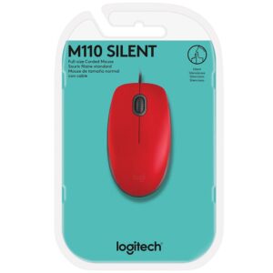 Mouse com fio USB Logitech M110 com Clique Silencioso, Design Ambidestro e Facilidade Plug and Play, Vermelho - Imagem 2