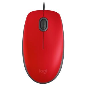 Mouse com fio USB Logitech M110 com Clique Silencioso, Design Ambidestro e Facilidade Plug and Play, Vermelho