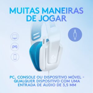 Logitech G Headset Gamer G335 com Almofadas com Espuma de Memória, Design Leve e Conexão 3,5mm para PC, PlayStation, Xbo - Imagem 3
