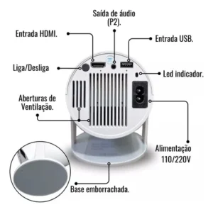 Projetor Portátil Smart Full AGOLD Pro Hy300 4k Android Wifi - Imagem 3