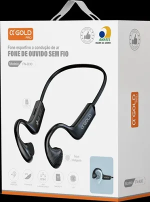 Fone de Ouvido Sport sem Fio Estério Bluetooth 5.3 Fn-B30 AGold