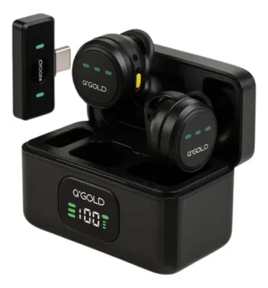 Microfone De Lapela A'Gold MCF-29TIPO-C Preto 2 microfones Sem fio