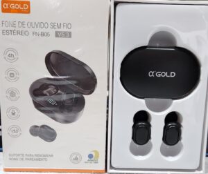 Fone de Ouvido sem Fio Estério Bluetooth 5.3 Fn-B05/B06 Intra Auricular AGold