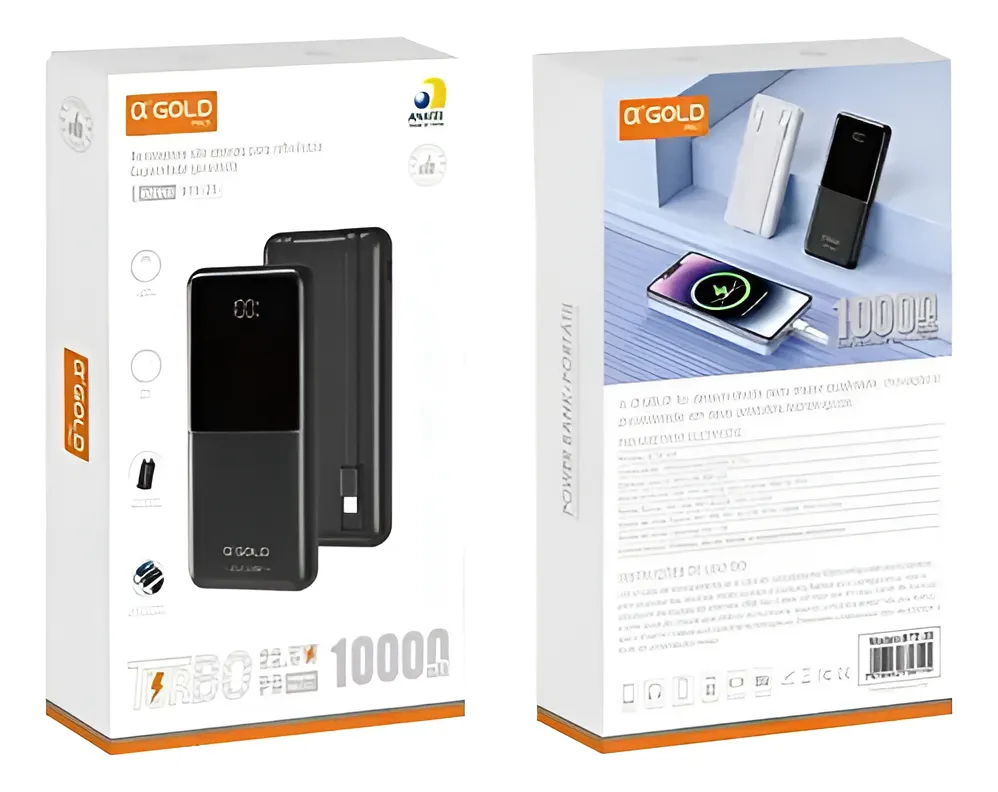 c9313712b970c65d84d281fa2a16e833.webp Carregador Portátil Power Bank 10000mah Turbo Android E Ios AGold BTE-35 - Imagem 1