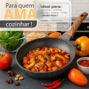 Panela Frigideira De Inducao 26 cm Antiaderente De Ceramica Reforcada Linha Premium - Imagem 2