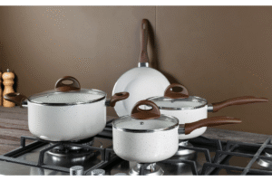 Jogo de Panelas Brinox Antiaderente Ceramic Life 5 Peças Granada com Indução Vanilla - Imagem 2