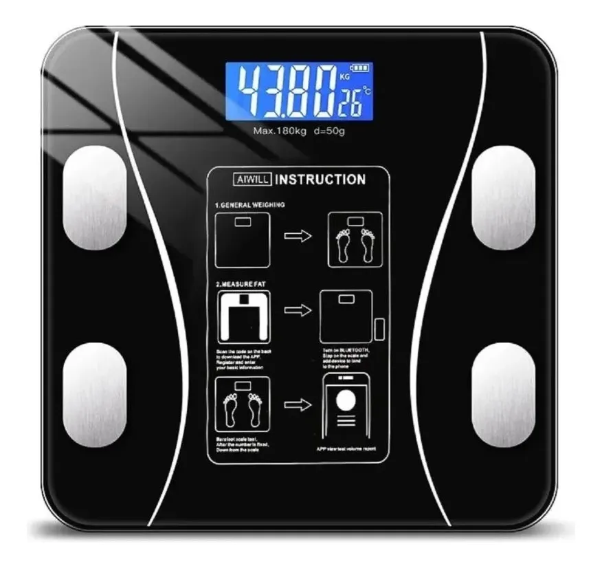 45727fda74deec88aba3bea235289071-1.webp Balança Digital Bmax Bm-a15 Com Bioimpedância E App 180kg Preto - Imagem 1