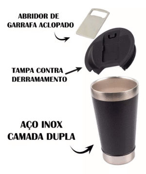 Copo Térmico Para Cerveja Café Chá Chopp 473ml C/ Tampa - Imagem 4