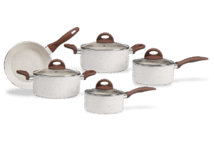 Jogo de Panelas Brinox Antiaderente Ceramic Life 5 Peças Granada com Indução Vanilla