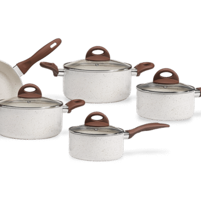 Jogo de Panelas Brinox Antiaderente Ceramic Life 5 Peças Granada com Indução Vanilla