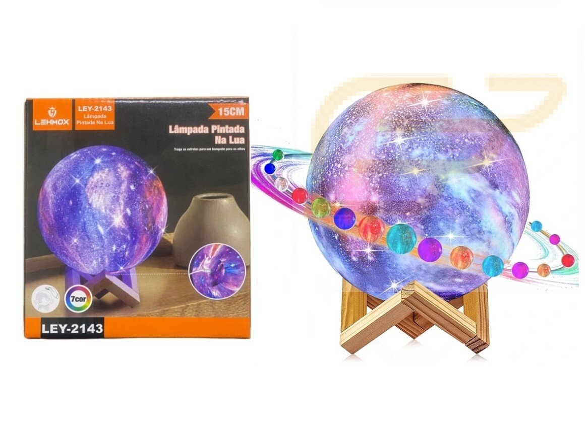 82a77eb96719bd94b16fa95fb9f62f49.jpeg Luminária Led Lua Pintada 15cm lehmox ley-2143 - Imagem 1