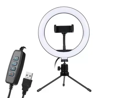 add8a766dc935b2744a7823875637033.webp Ring Light Led Iluminador 8 Portátil Para Celular Com Tripé - Imagem 1