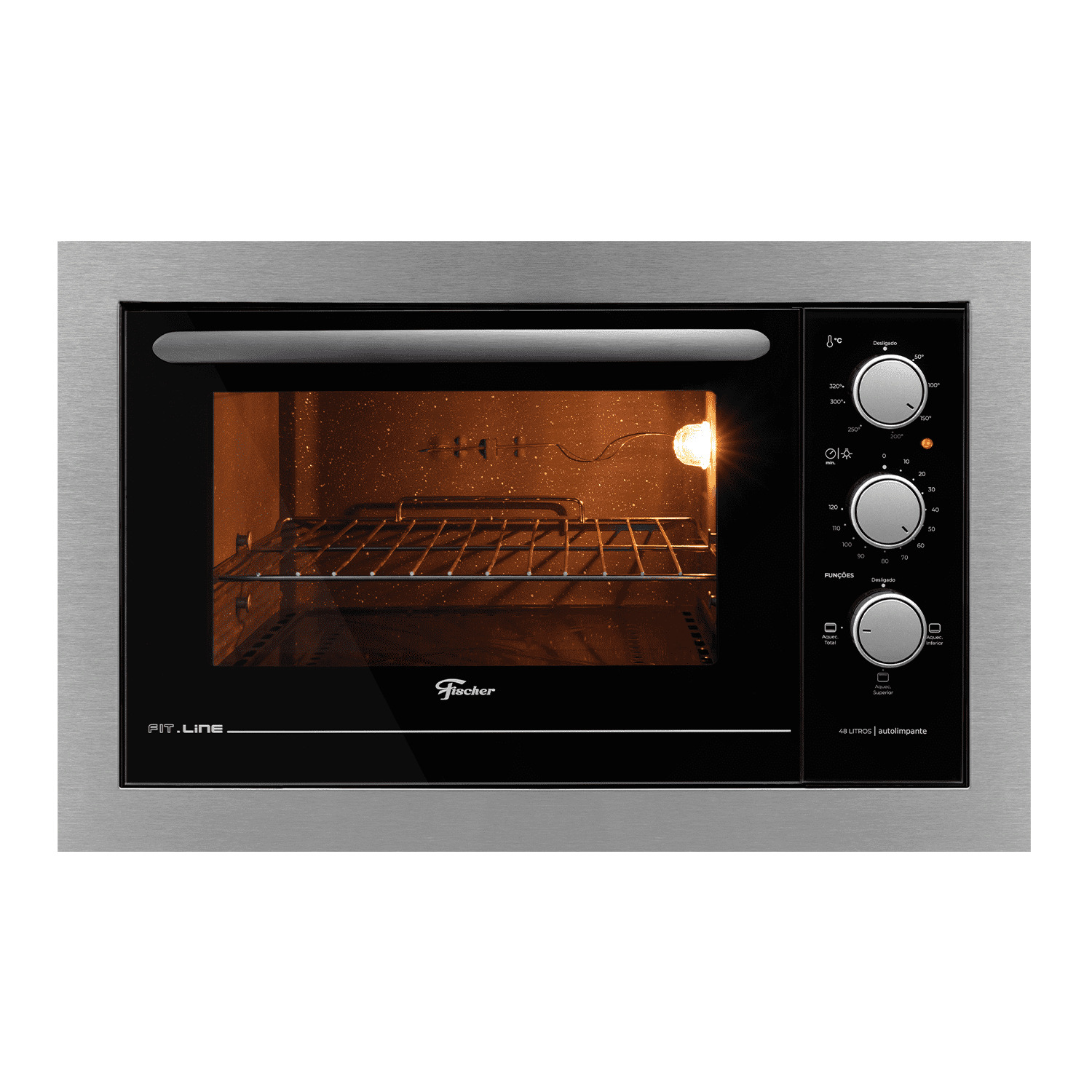 0e501b81aae5ea5d2f74aa2a5e3da419.jpg Forno Elétrico de Embutir Fischer Fit Line 48 litros Inox 220V - Imagem 1