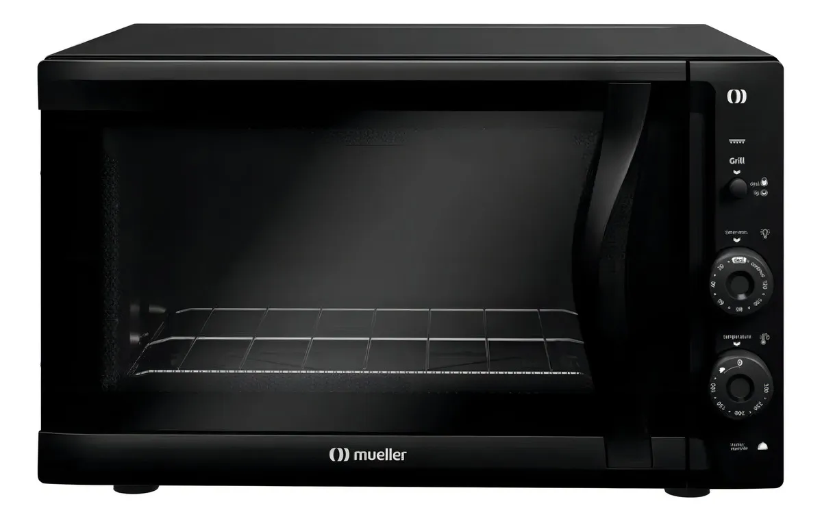 51ec8f7c21ab7149f4e58e570a9ade3f.webp Forno Elétrico de bancada Mueller Preto 50 litros e Vidro Duplo MFB50F 220V - Imagem 1
