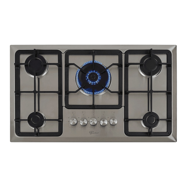 8309102a9544b9055408ed506663af44.jpg Cooktop a Gás Fischer 5 Bocas Tripla Chama Infinity com Trempe de ferro fundido Mesa Inox Bivolt - Imagem 1